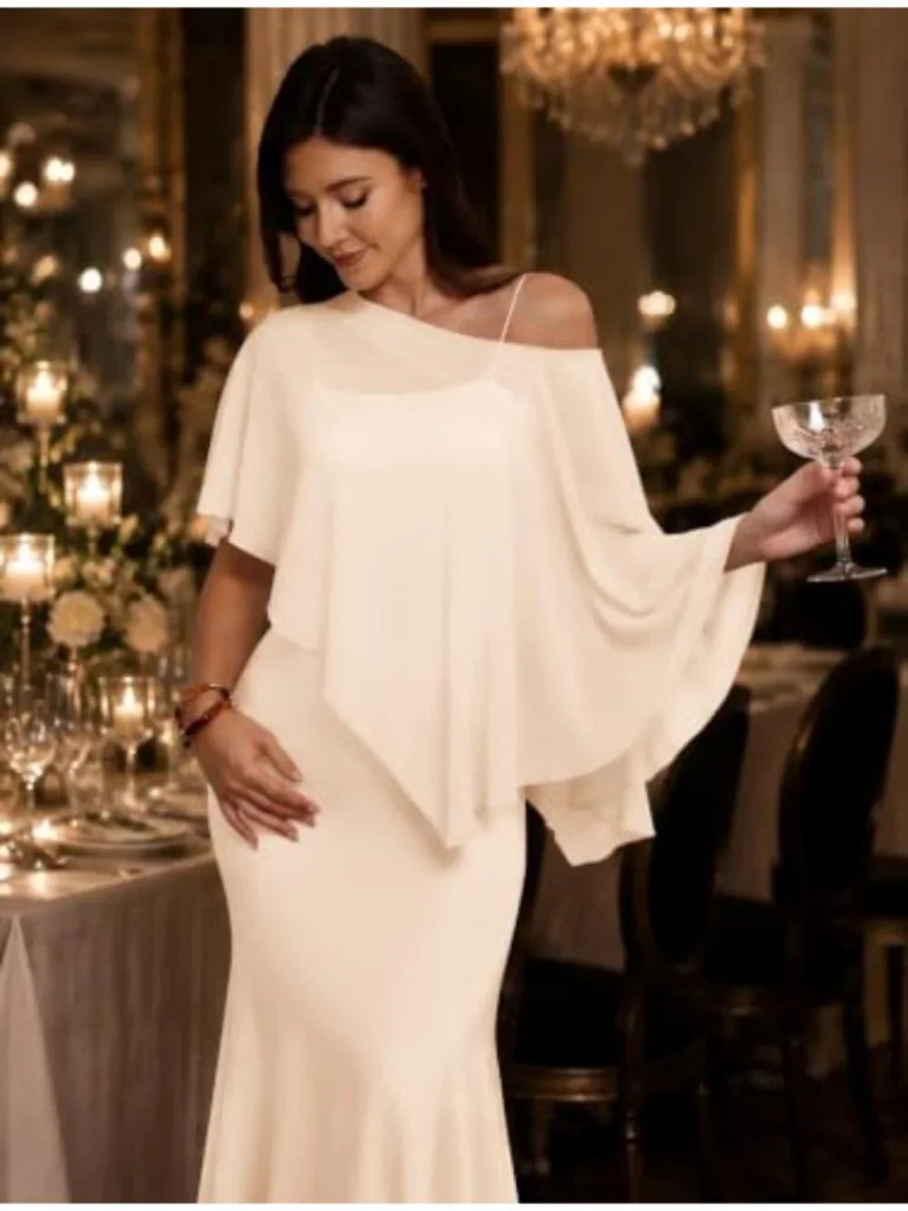 Sheer Chiffon Wrap Shawl for Evening Dresses Wedding Guest
